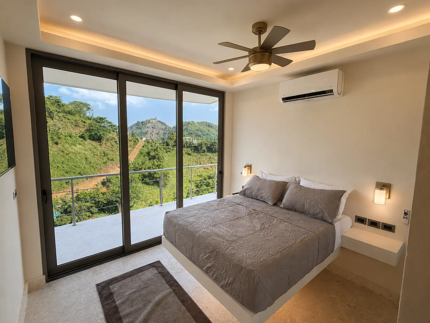 chambre principale vue montagne — Circle View Appartement 2 à Las Terrenas